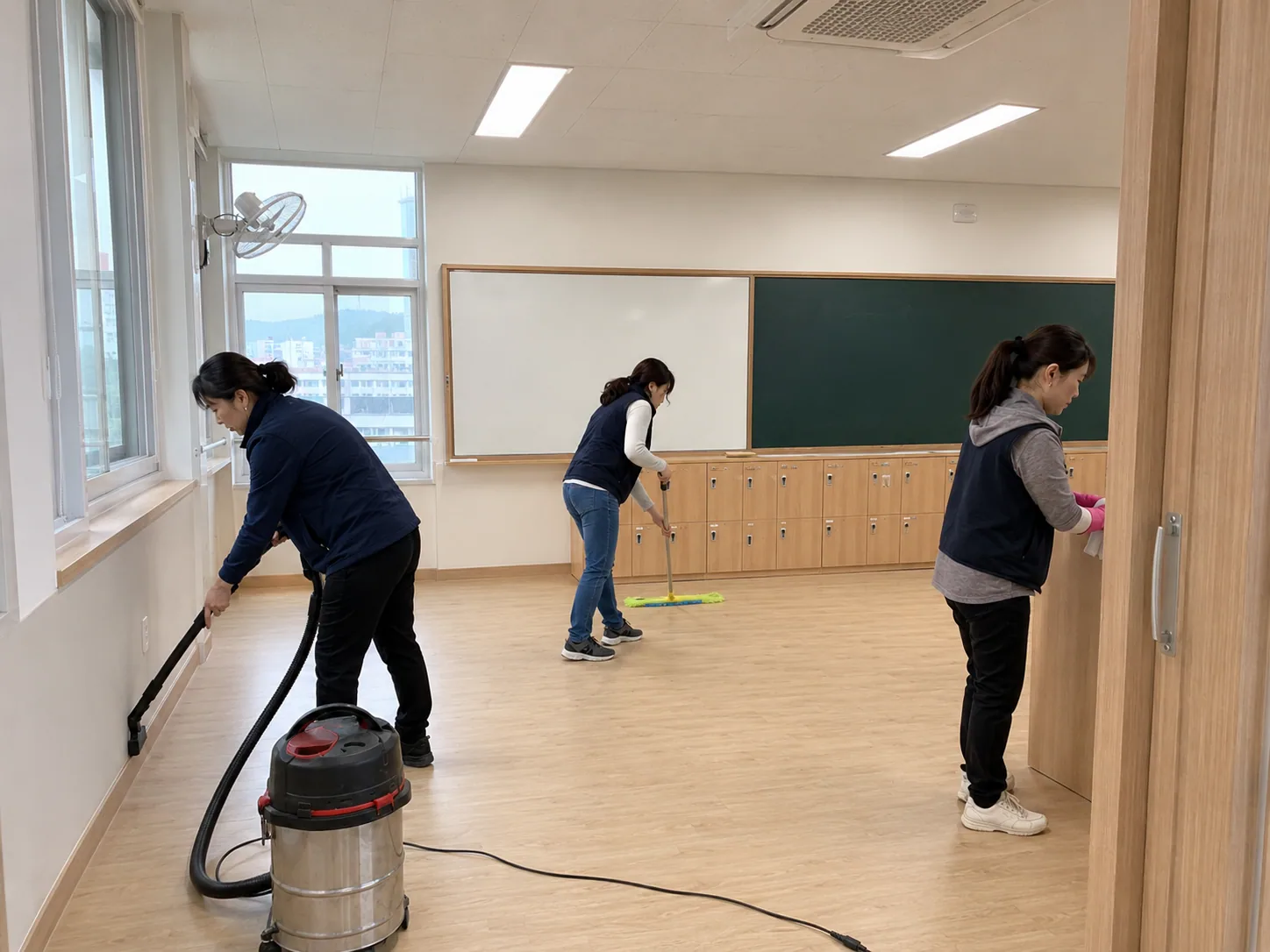 수업과 방학 일정을 확인해 교육시설 청소 일정을 정하는 과정