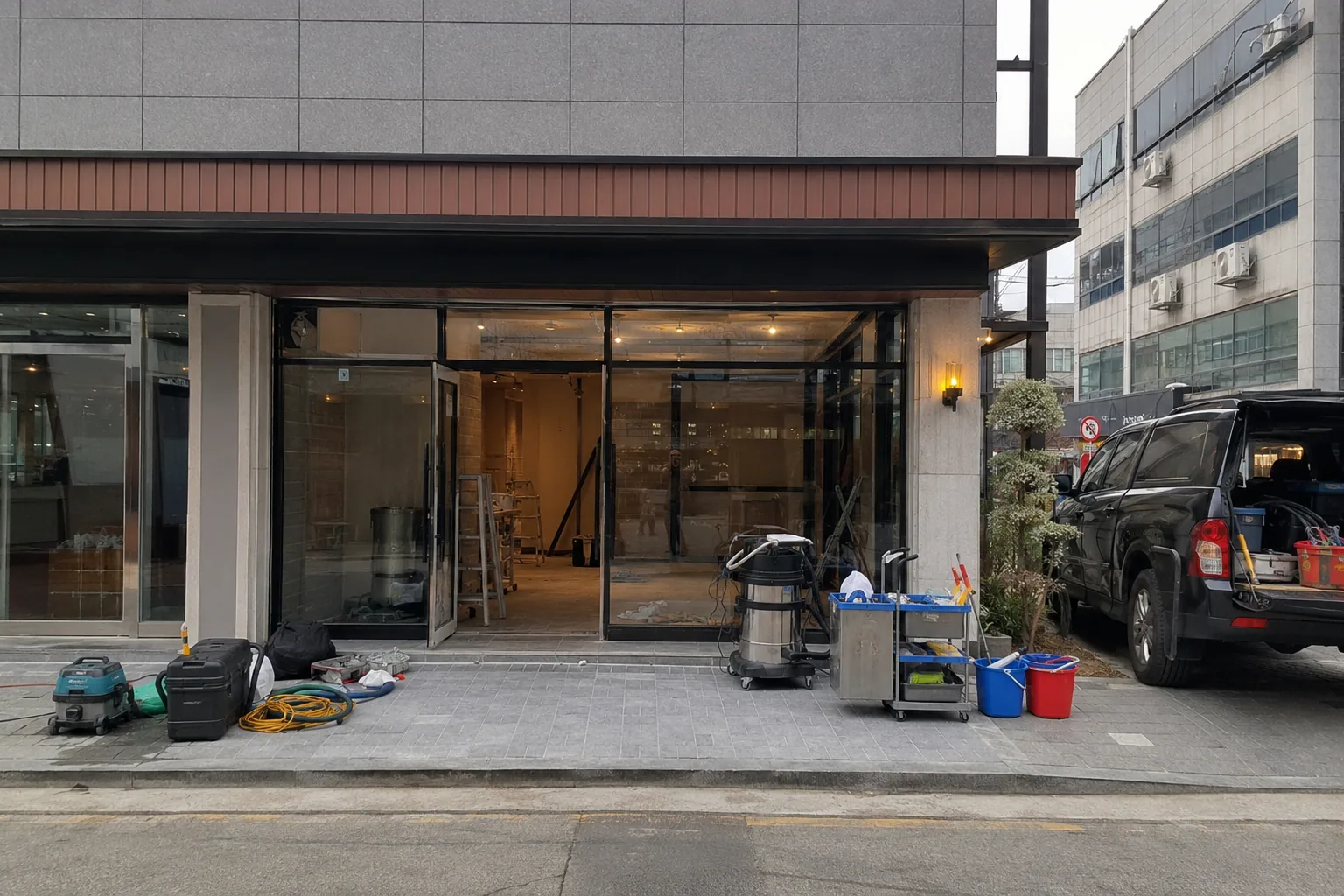 매장 마감재에 맞는 청소 도구 확인